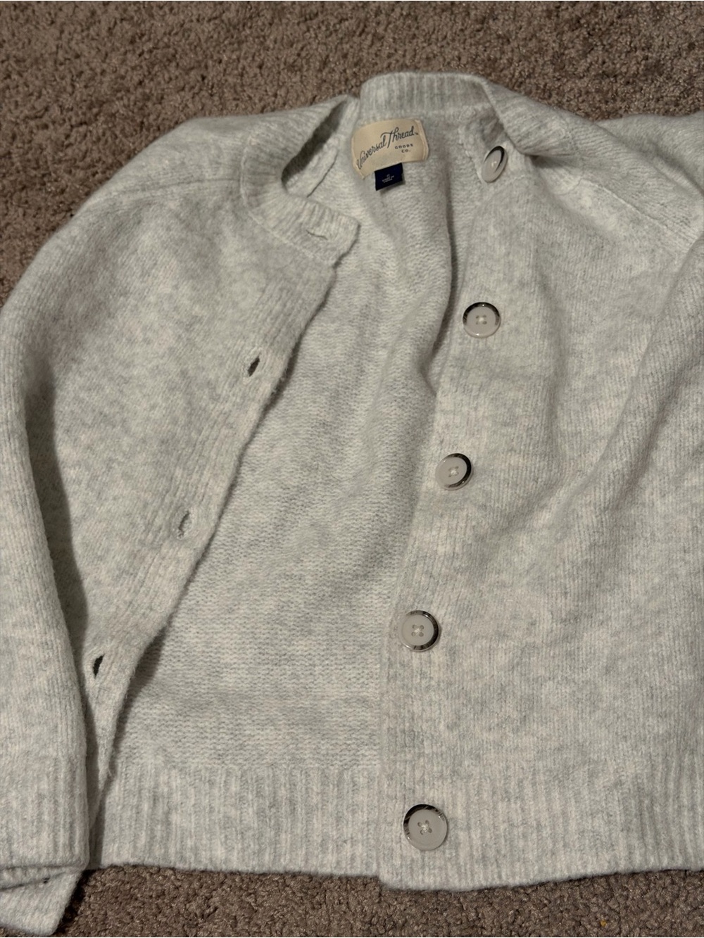 Universal Thread Light Gray Button-Up Sweater Shirt